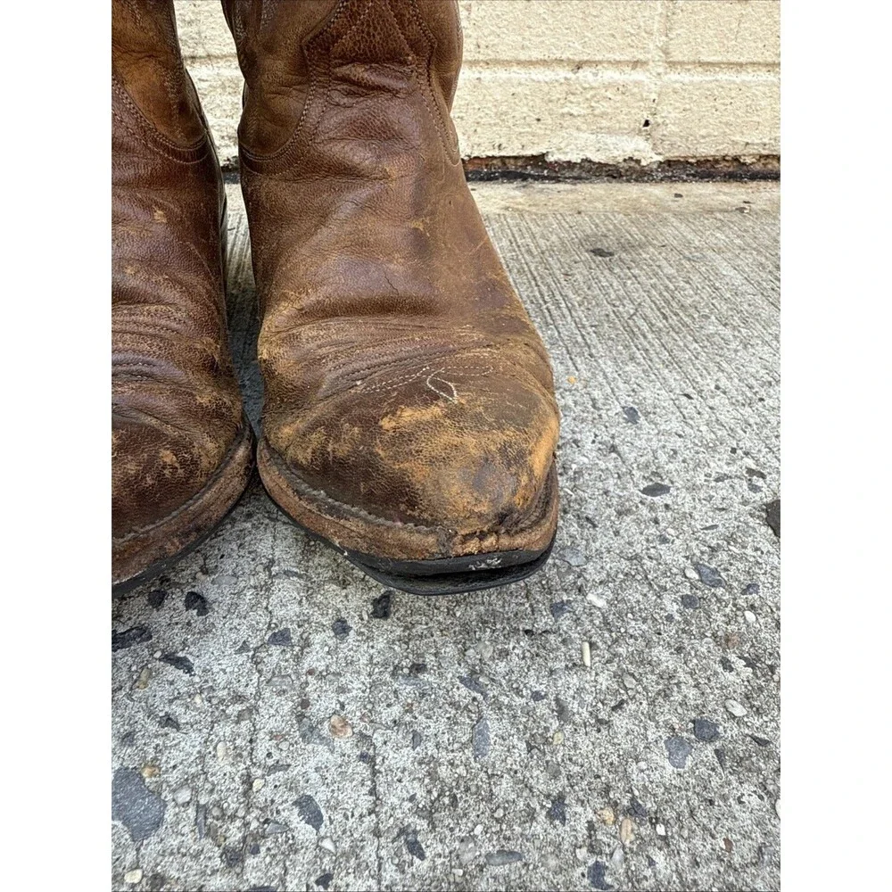 VTG Lucchese 1883 L000324 Patina Distressed Cowboy Ranch Work Bunk Boot 7.5 2E
